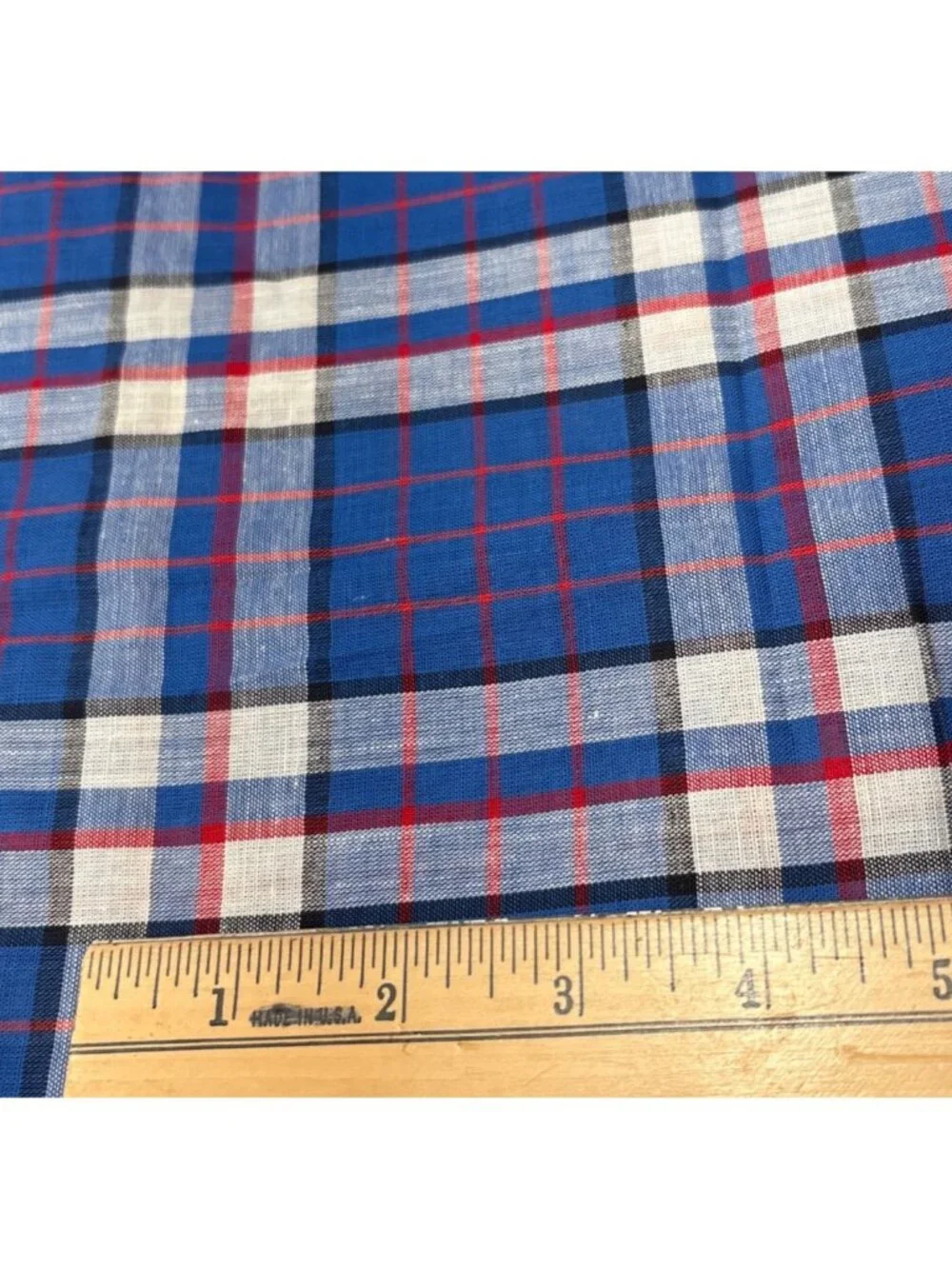 Blue Plaid Cotton Fabric 1/2 yard x 36